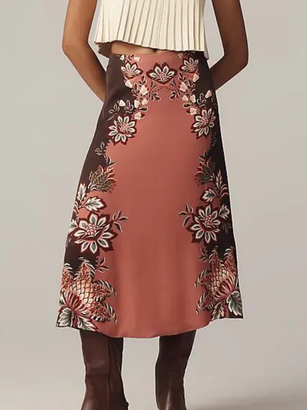 Anthropologie Farm Rio Printed Slip Maxi Skirt